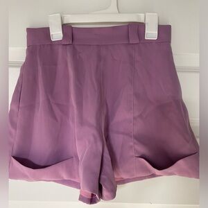 Satin High Waisted Purple Shorts